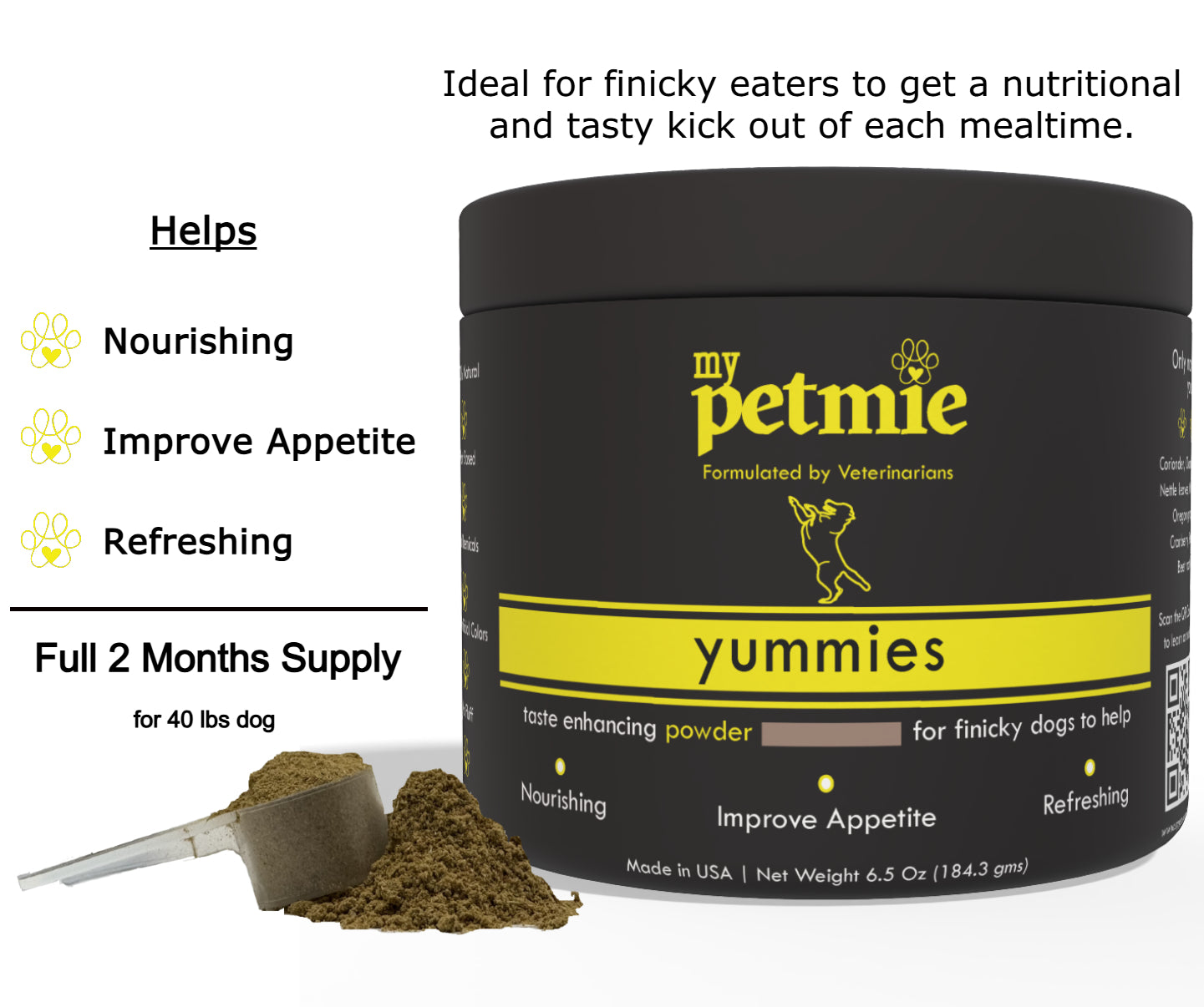 Yummies  Powder for Dogs | 60 scoops in a jar